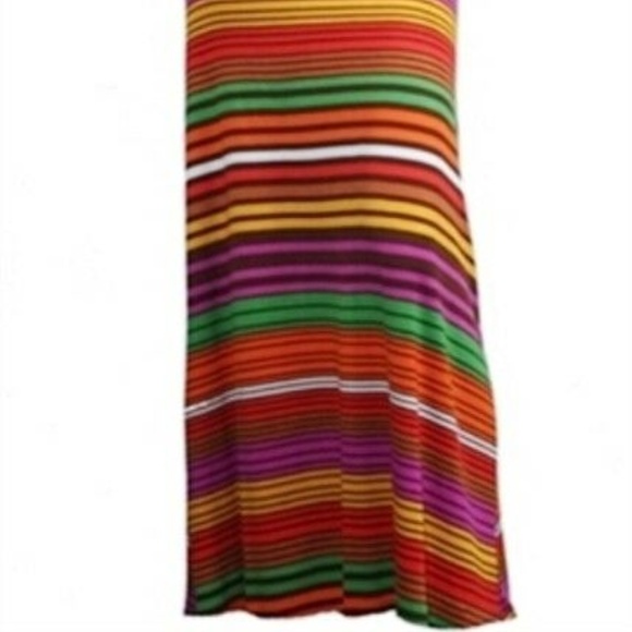 NEW LARGE H572 Azules Stripe Fold Band Long Flare Walking Summer Skirt - Picture 5 of 5